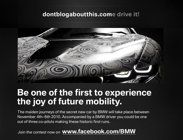VIDEO: BMW’s “DontBlogAboutThis” concept will be revealed on November 4!
